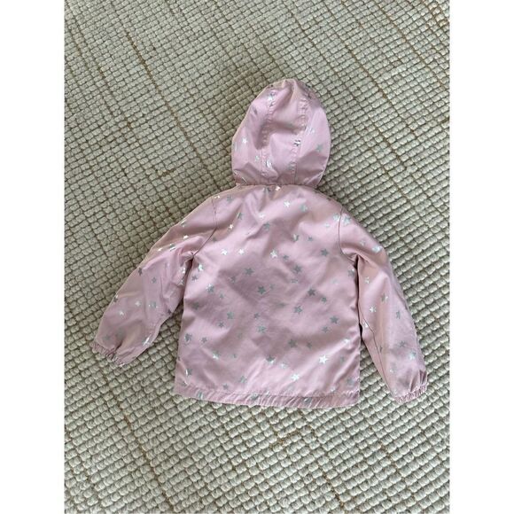 Oshkosh B’gosh star girls rain jacket sz 4 hooded water resistant fleece lined - Picture 2 of 5